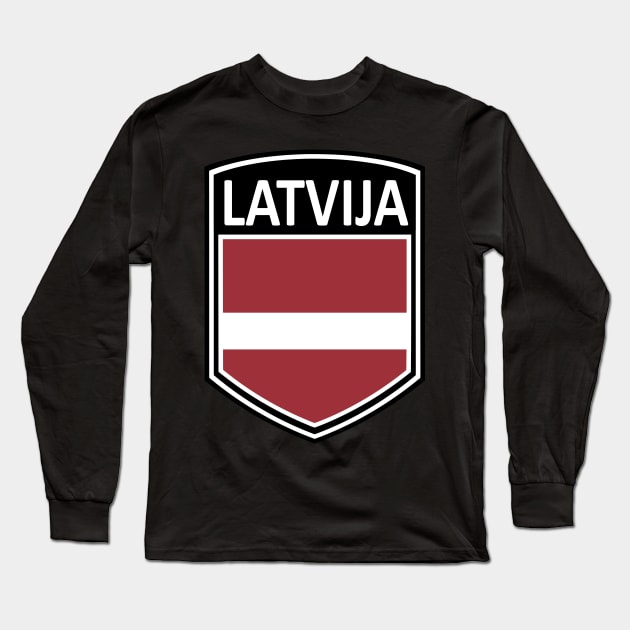 Flag Shield - Latvija Long Sleeve T-Shirt by Taylor'd Designs